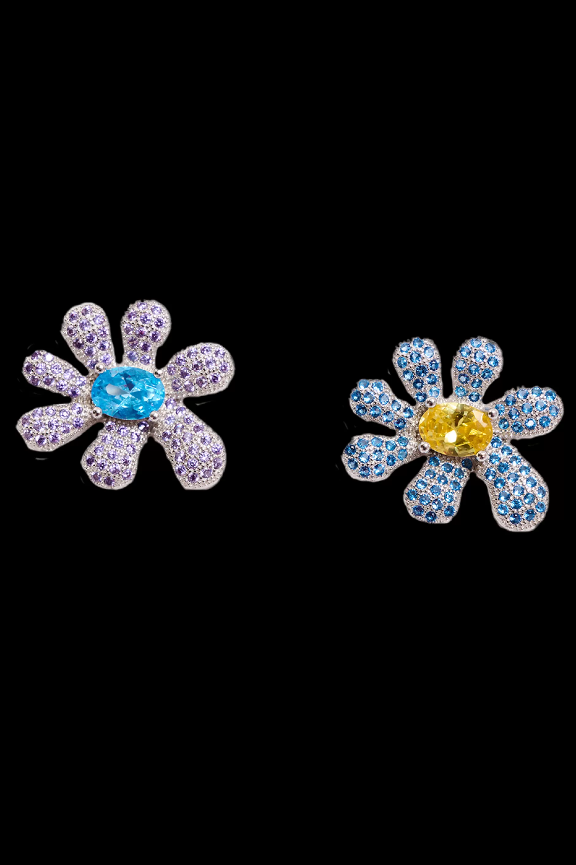 AQUAMARINE & AMETHYST SQUASHED BLOSSOM EARRING | Collina Strada Outlet