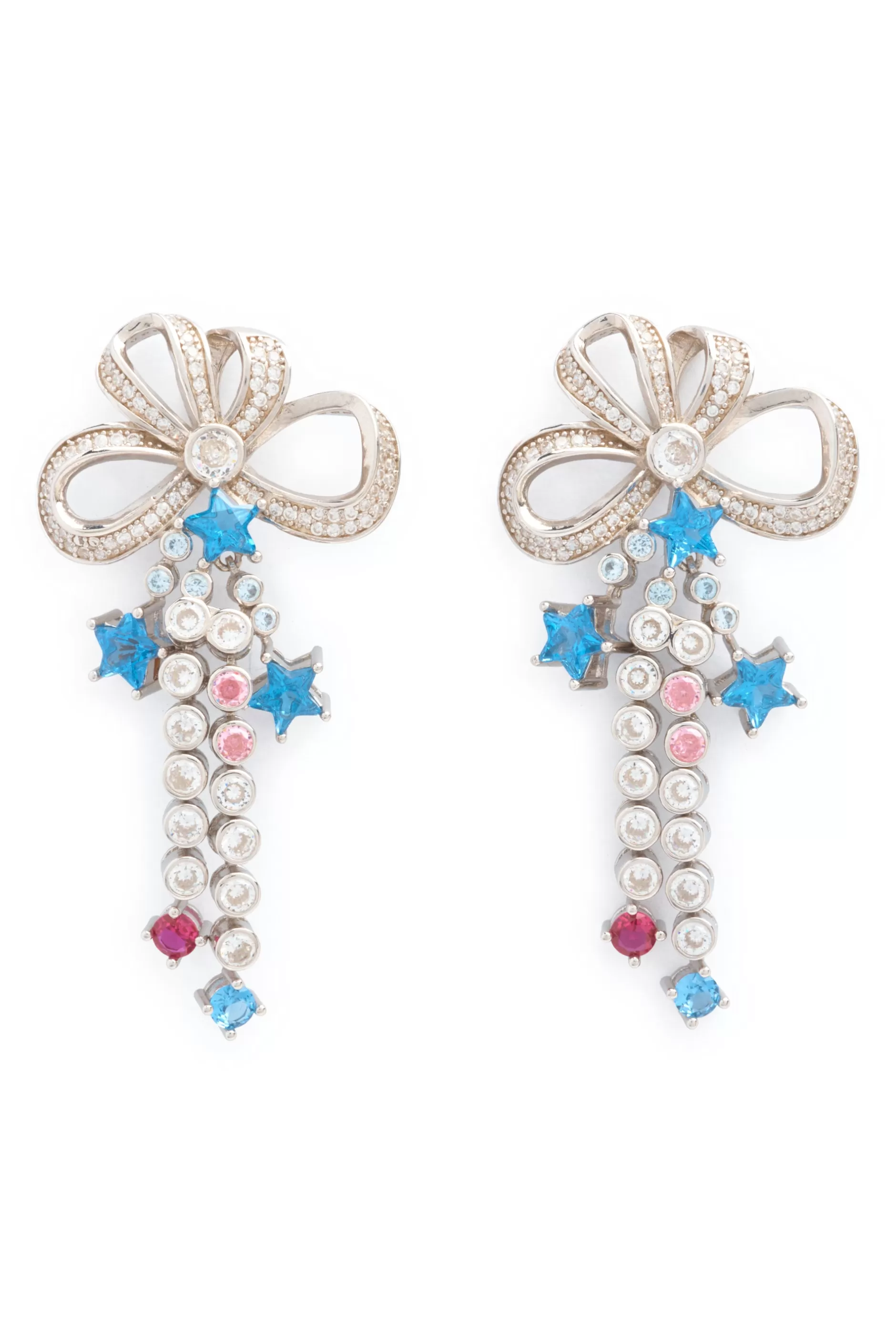 AQUAMARINE BOW JANGLE EARRINGS | Collina Strada Online