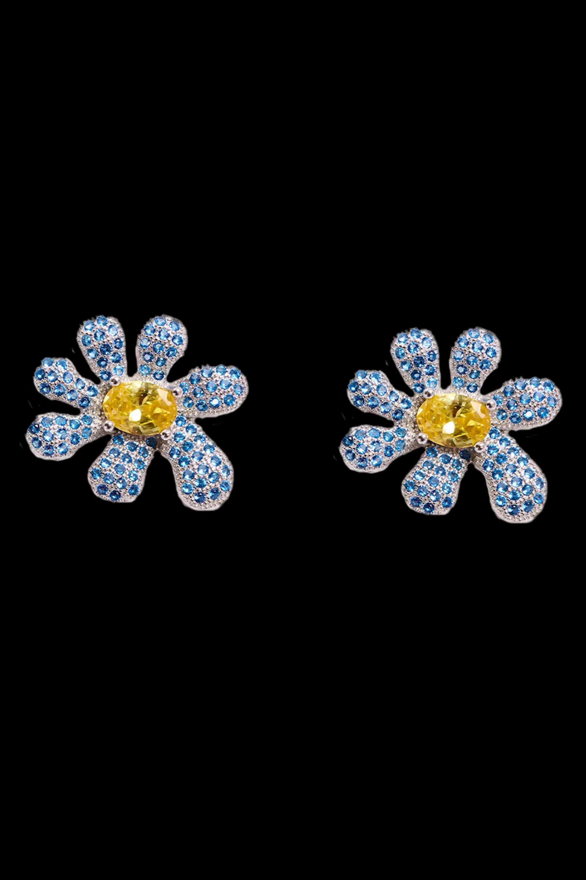 AQUAMARINE PAVE SQUASHED BLOSSOM EARRING | Collina Strada New