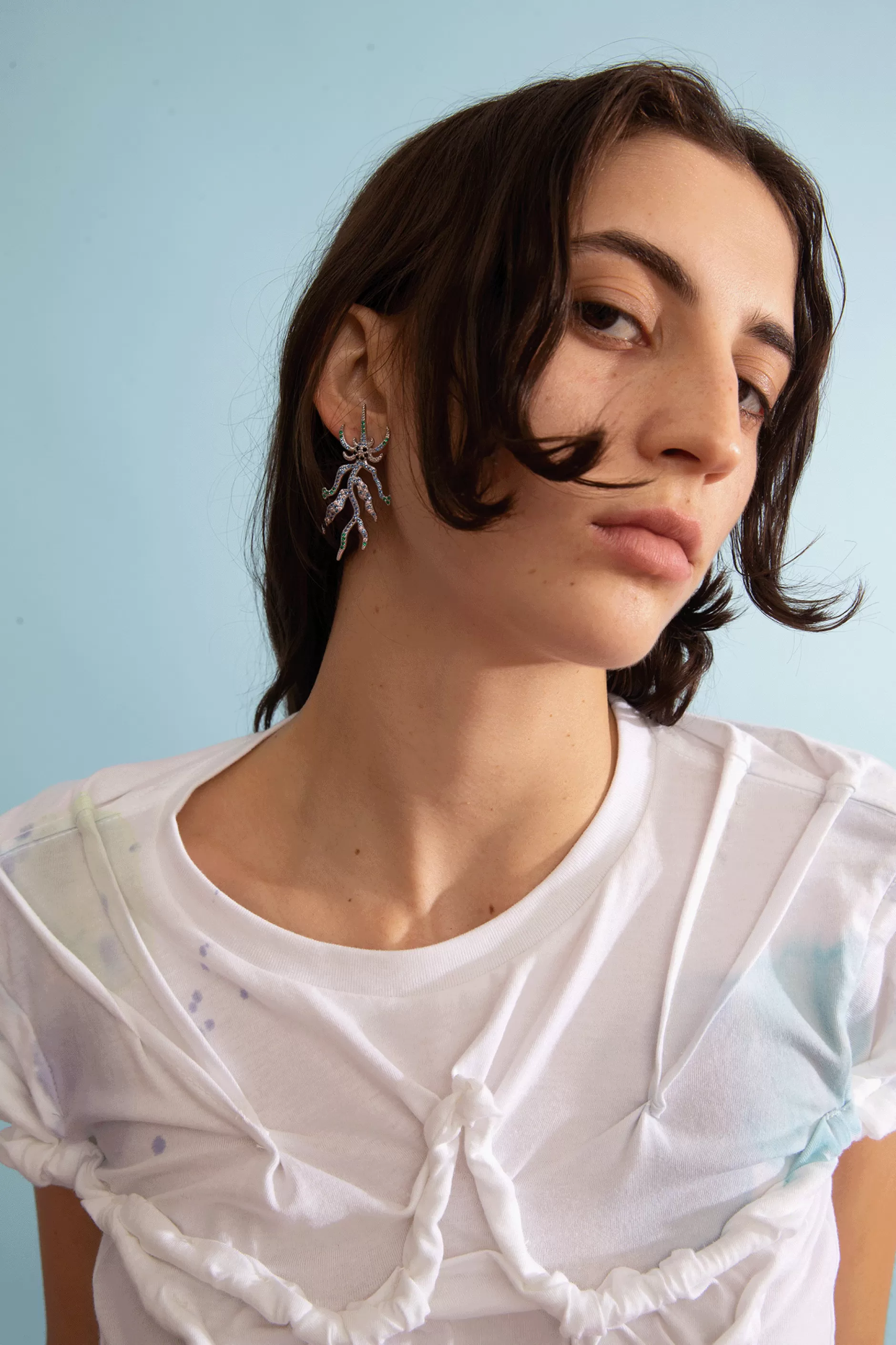 AQUAMARINE SPIKE MONSTER EARRING | Collina Strada Discount