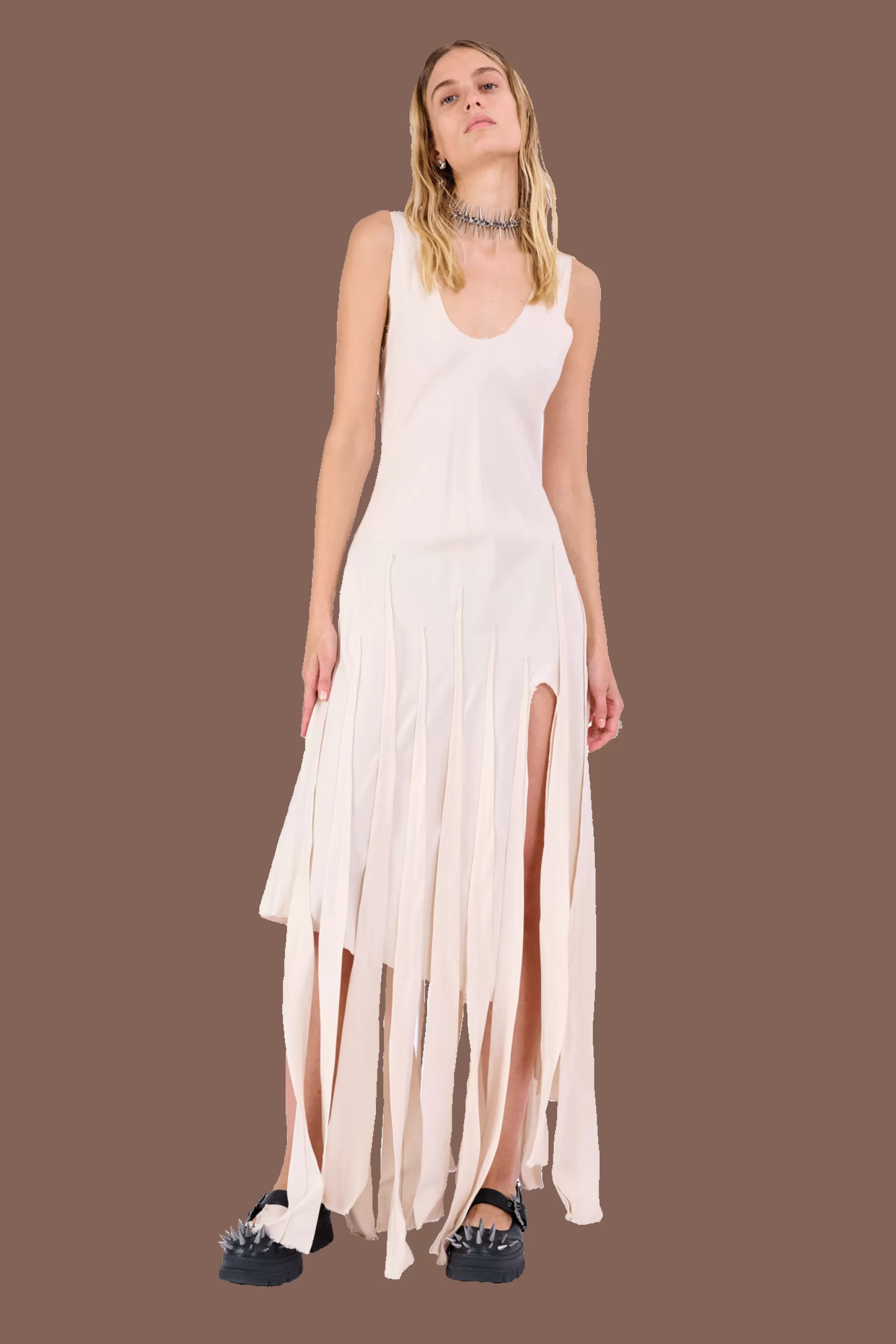 BEIGE DRIZZLE DRESS | Collina Strada New