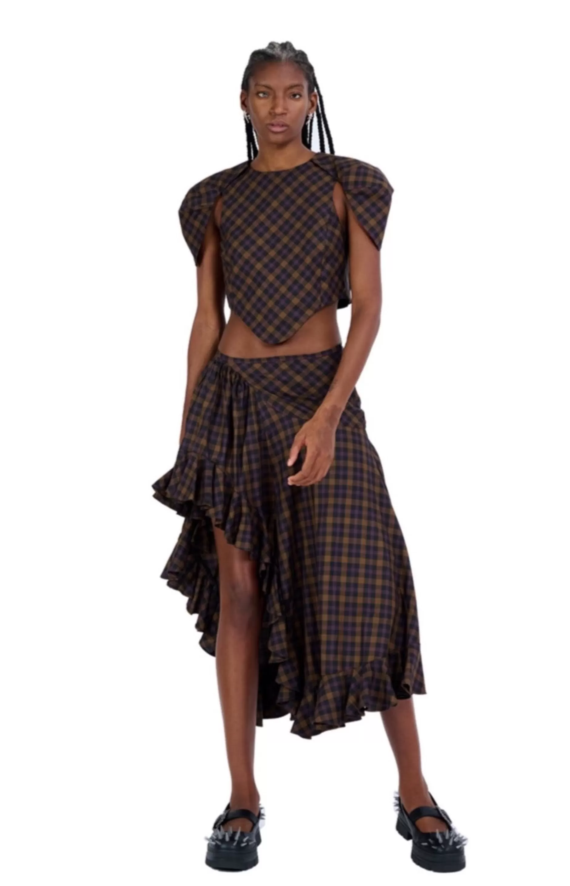 BLACK PLAID FLORIST SKIRT | Collina Strada Shop