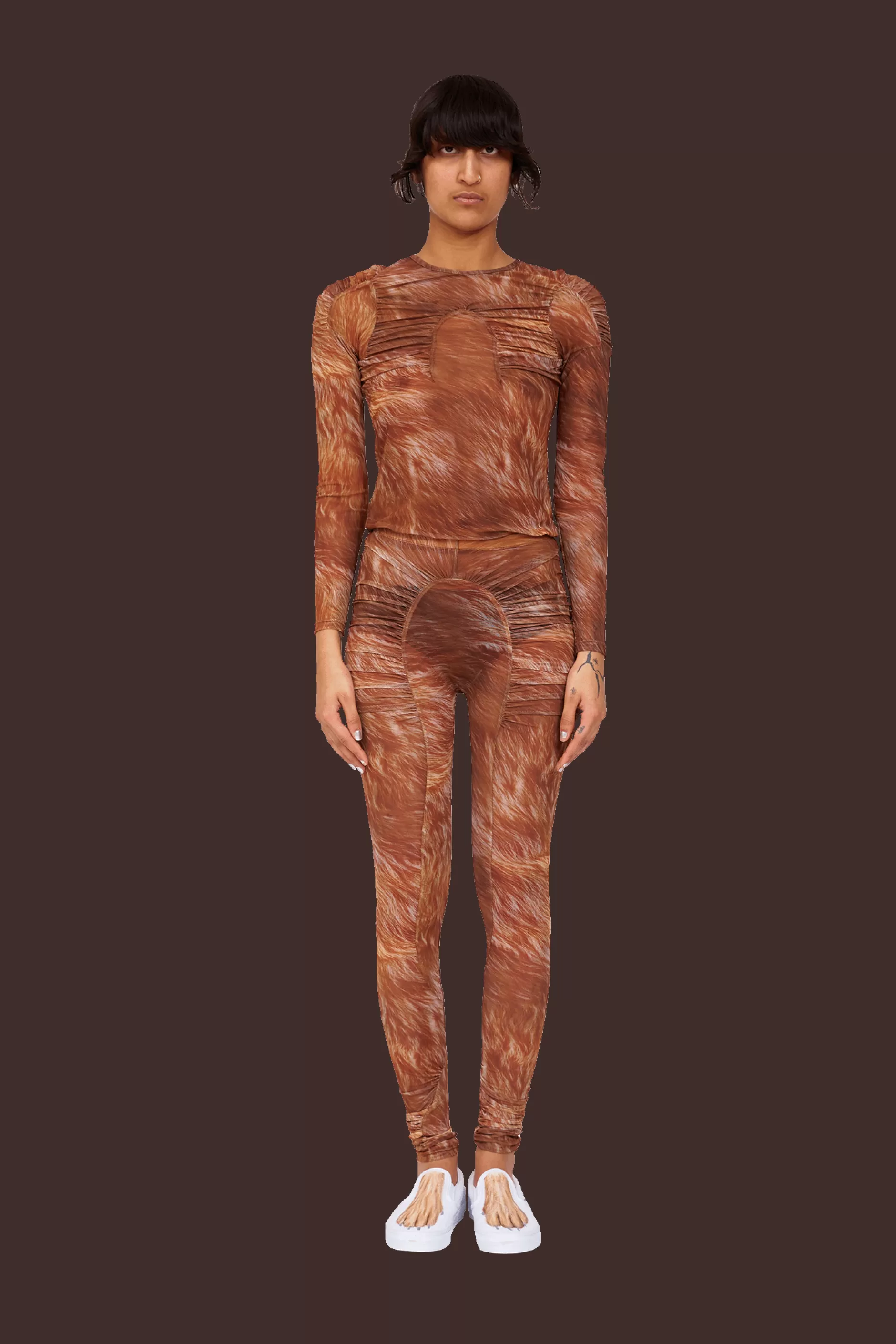 BROWN FUR PURR LEGGING | Collina Strada Fashion