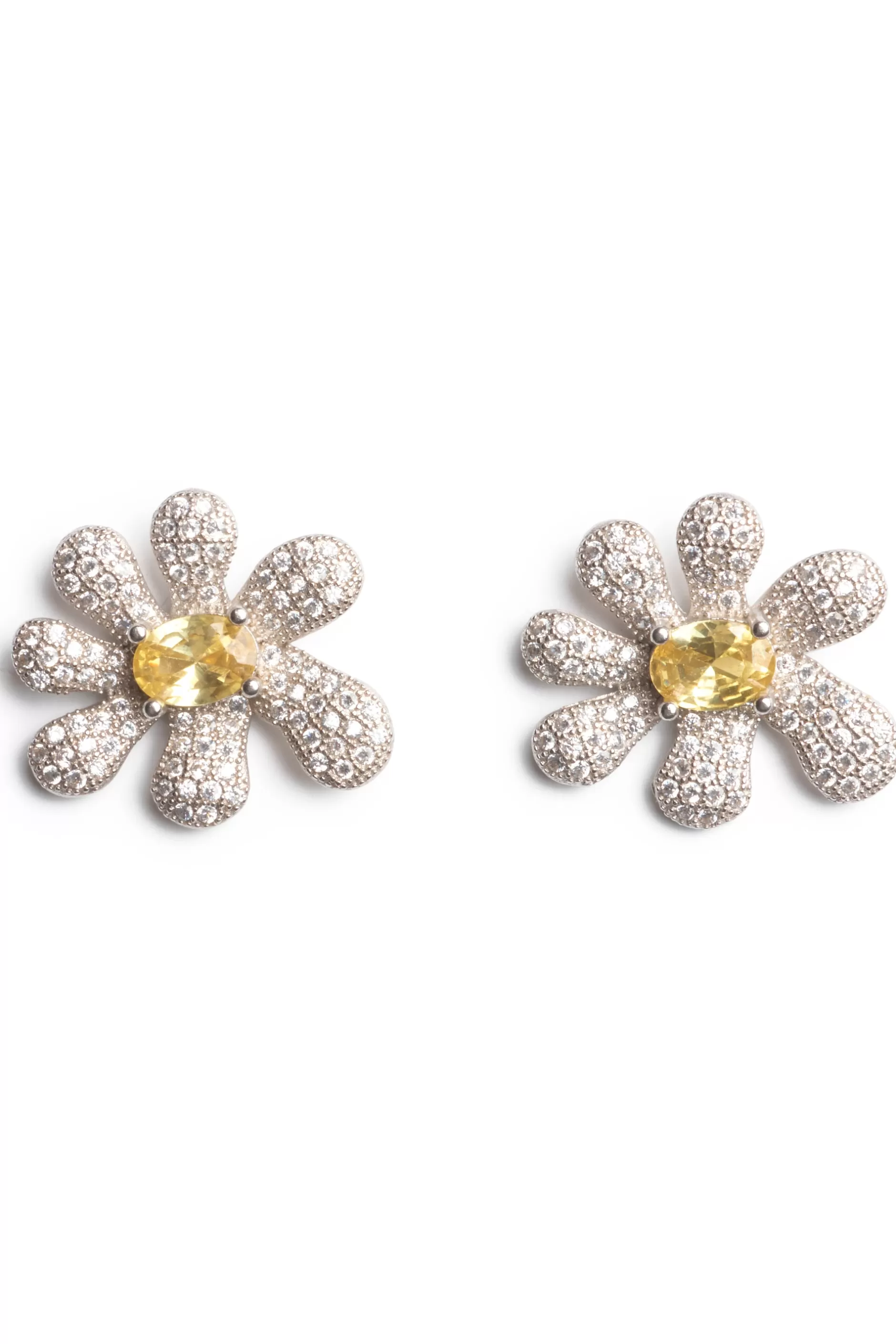 CANARY CRYSTAL PAVE SQUASHED BLOSSOM EARRING | Collina Strada Hot