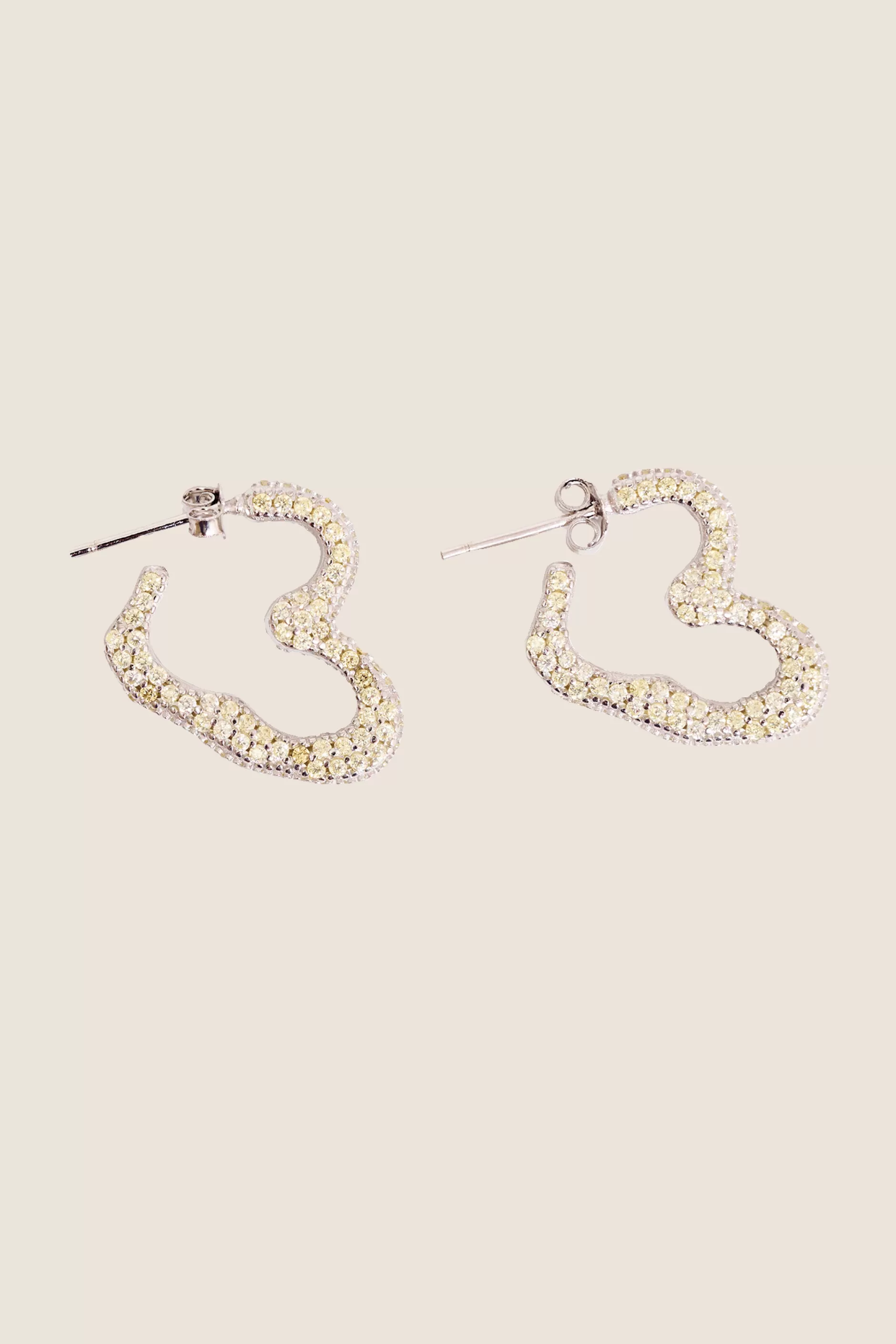 CHAMPAGNE RHINESTONE HEART EARRINGS | Collina Strada Sale