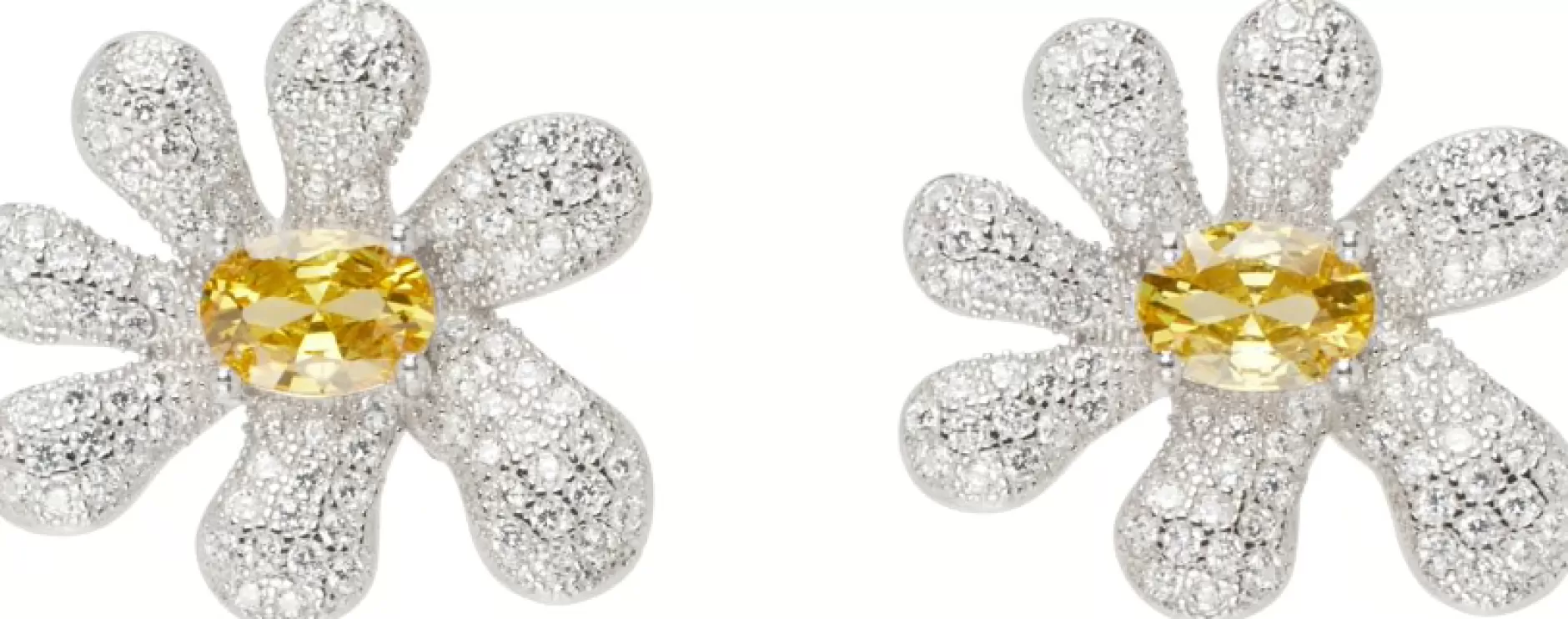 CRYSTAL PAVE SQUASHED BLOSSOM EARRING | Collina Strada Fashion