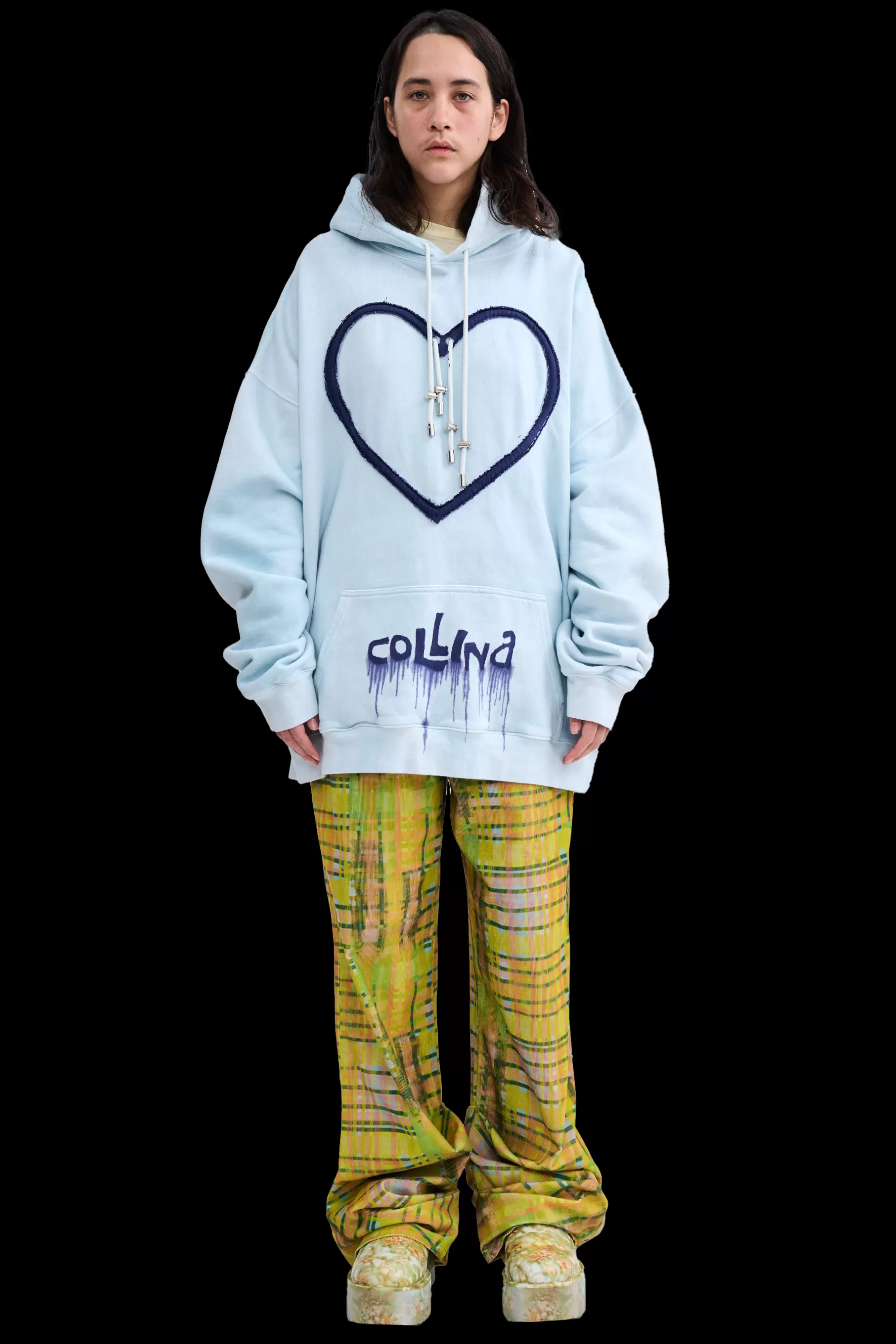 DUSTY BLUE HEART HOODIE | Collina Strada Fashion