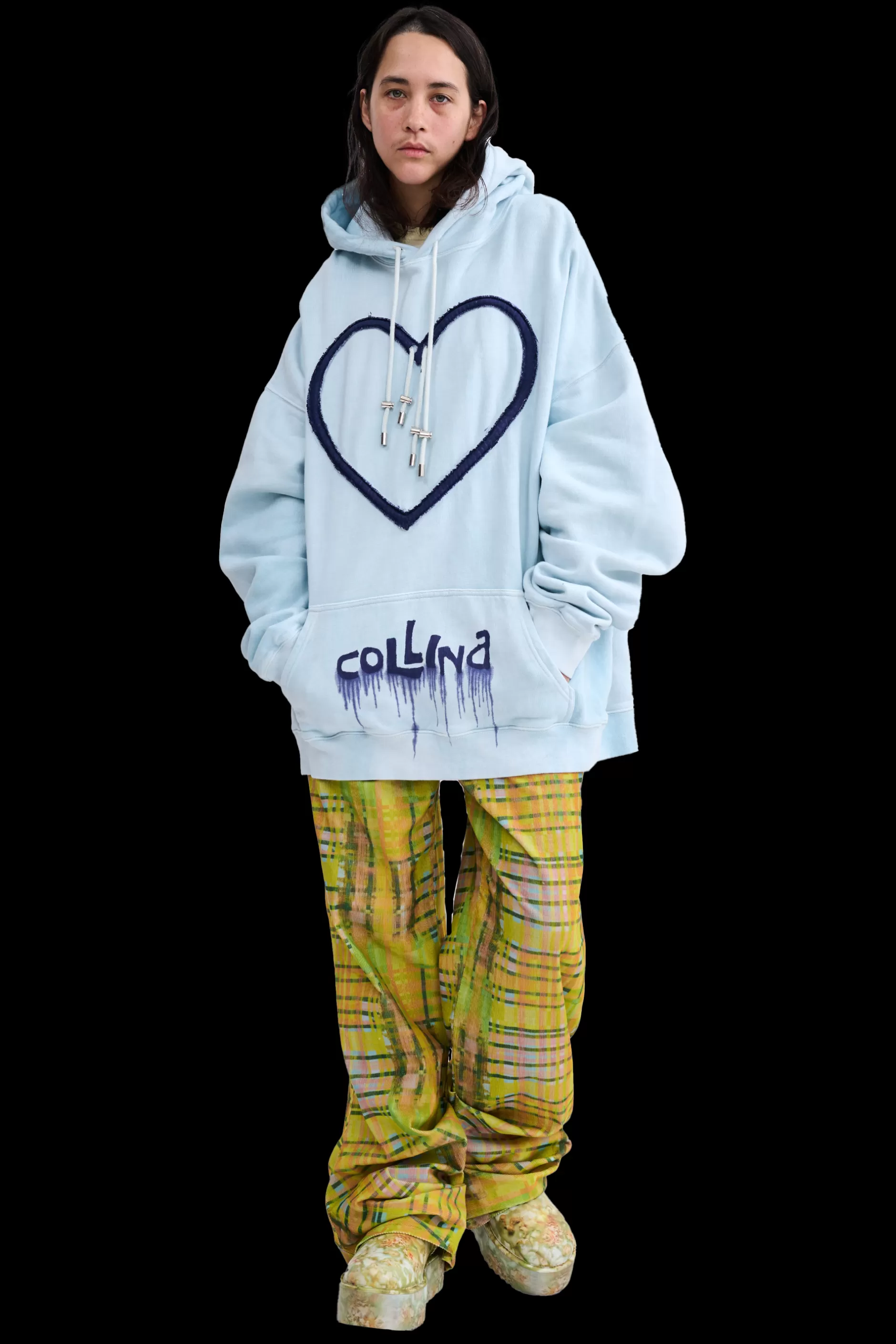 DUSTY BLUE HEART HOODIE | Collina Strada Fashion