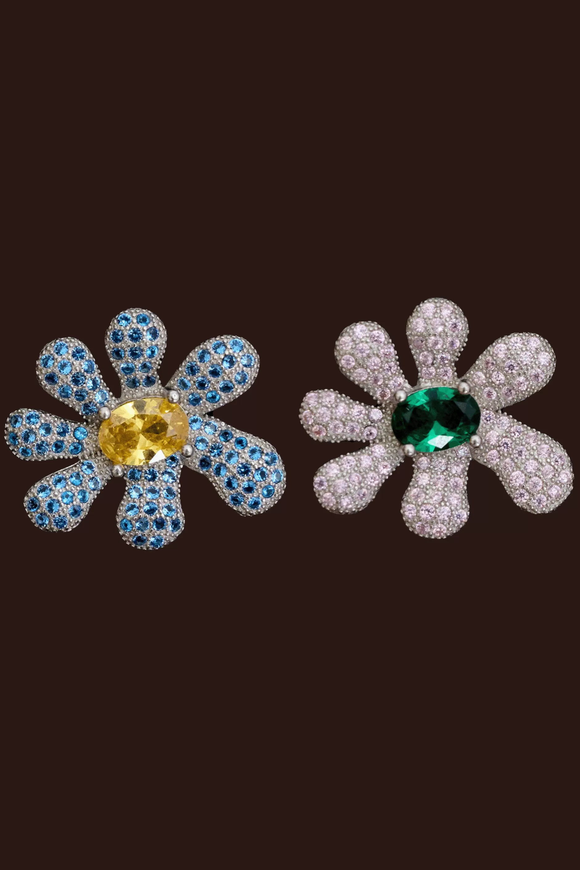 EMERALD & AQUAMARINE SQUASHED BLOSSOM EARRING | Collina Strada Clearance