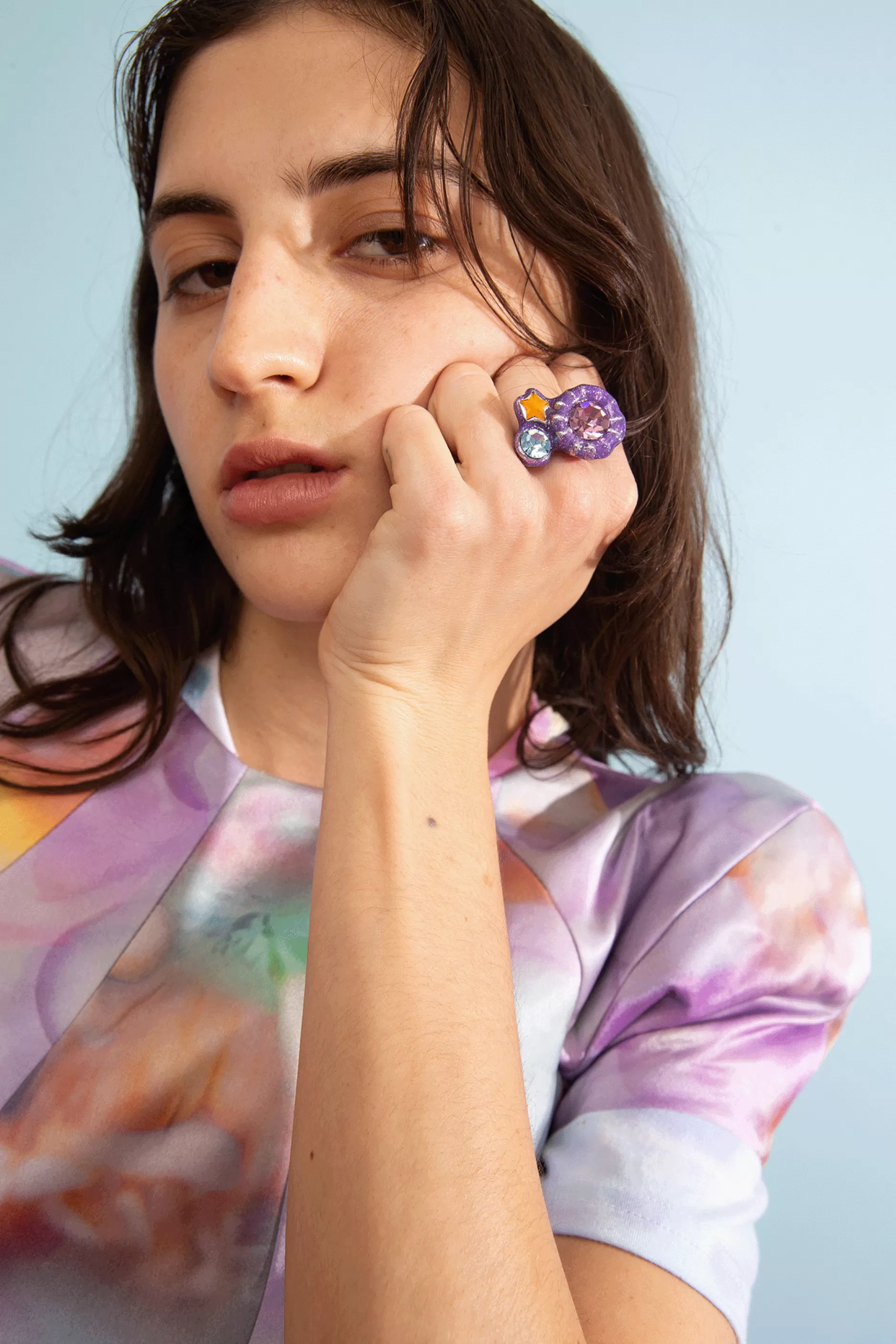 GLITTER LILAC CANDY GEM RING | Collina Strada New