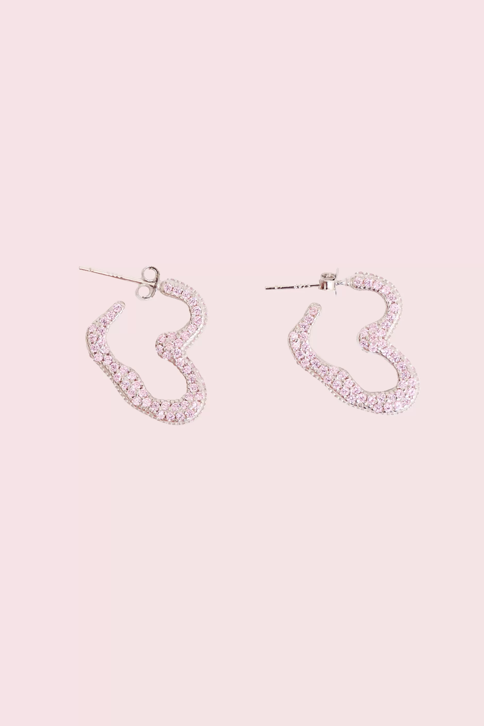 LIGHT PINK RHINESTONE HEART EARRINGS | Collina Strada Outlet