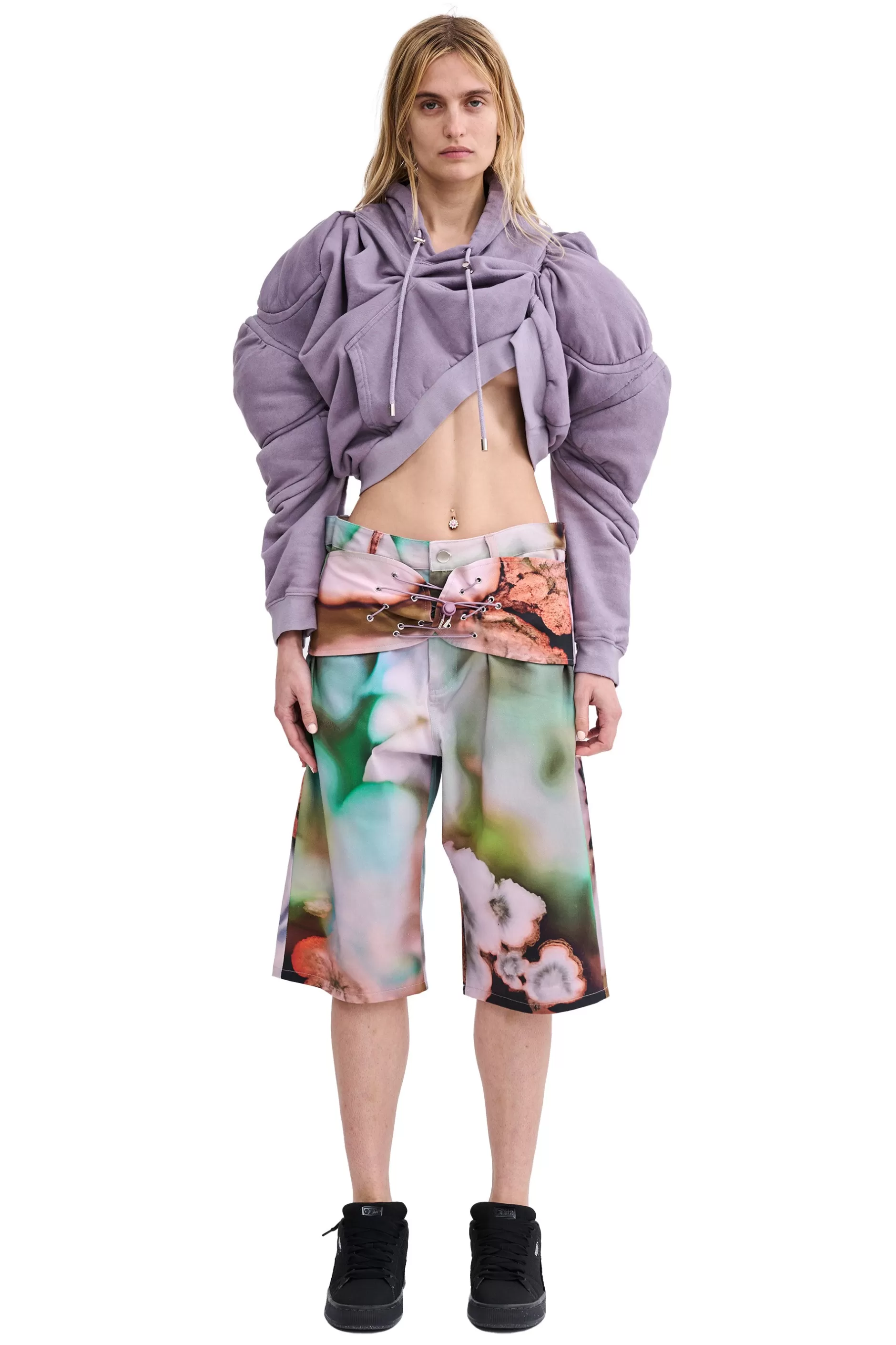 MAUVE MUSCLE CROPPED HOODIE | Collina Strada Discount