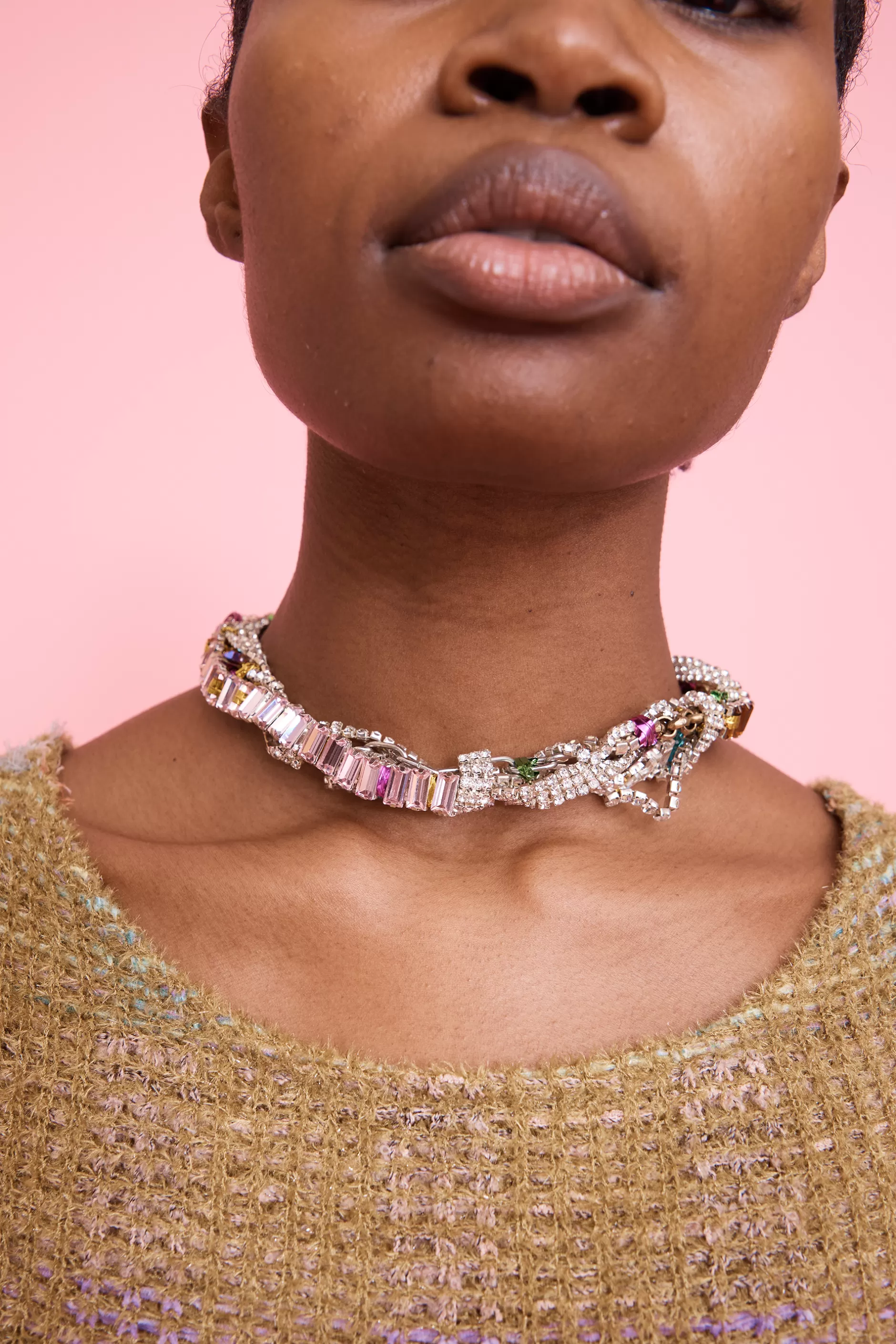 MULTI RHINESTONE JUNK NECKLACE | Collina Strada Store