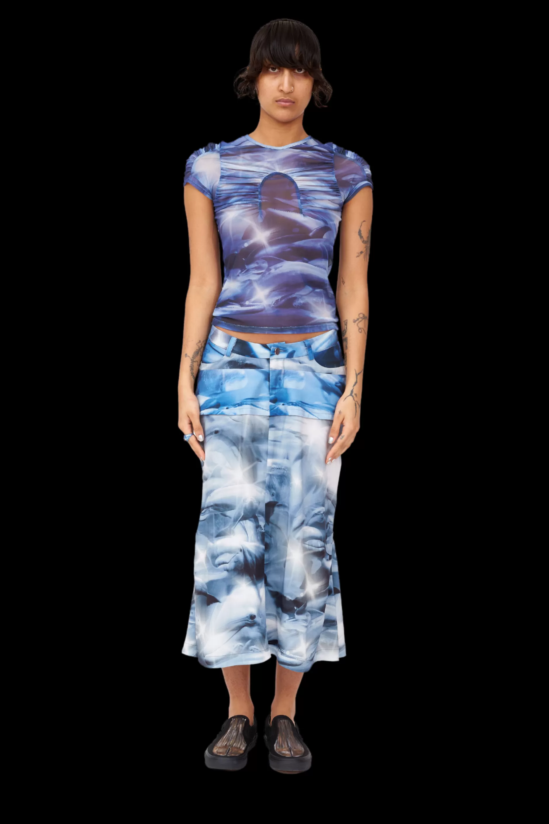 NAVY DOLPHIN RAWR SKIRT | Collina Strada Discount