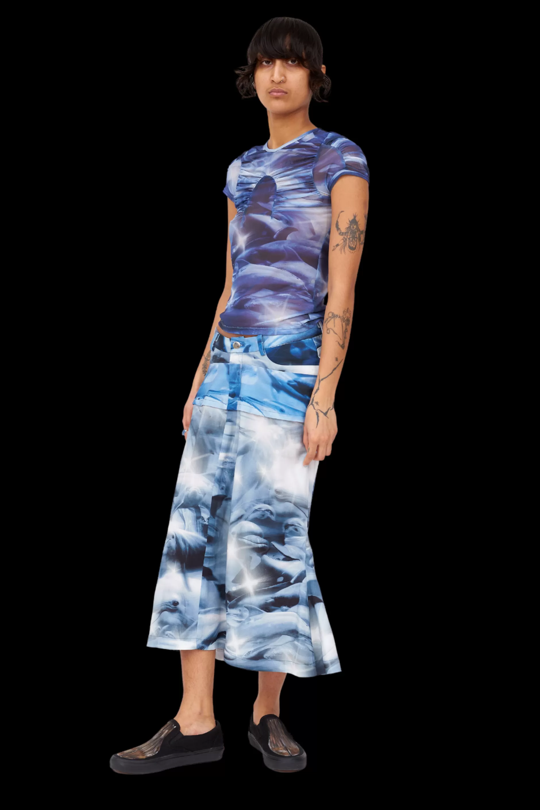 NAVY DOLPHIN RAWR SKIRT | Collina Strada Discount