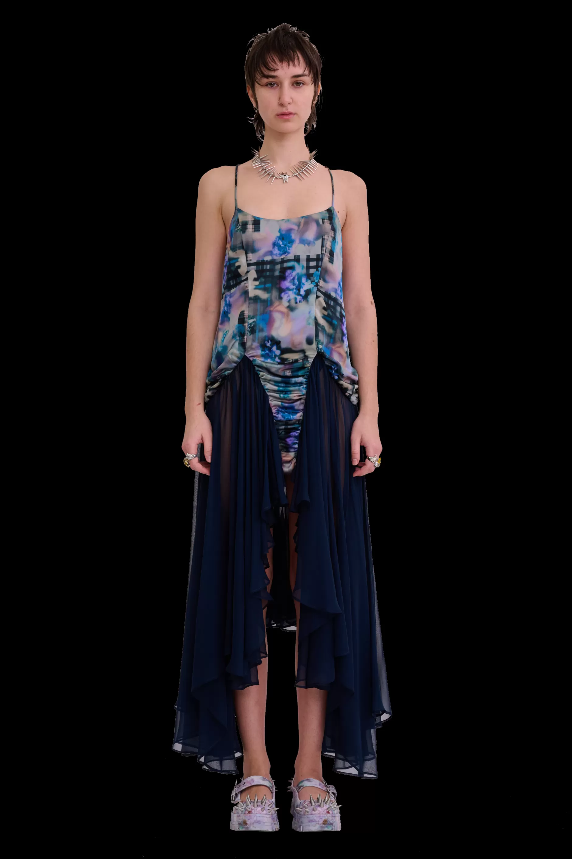 NAVY GARDEN BLUR MAGNOLIA DRESS | Collina Strada Outlet