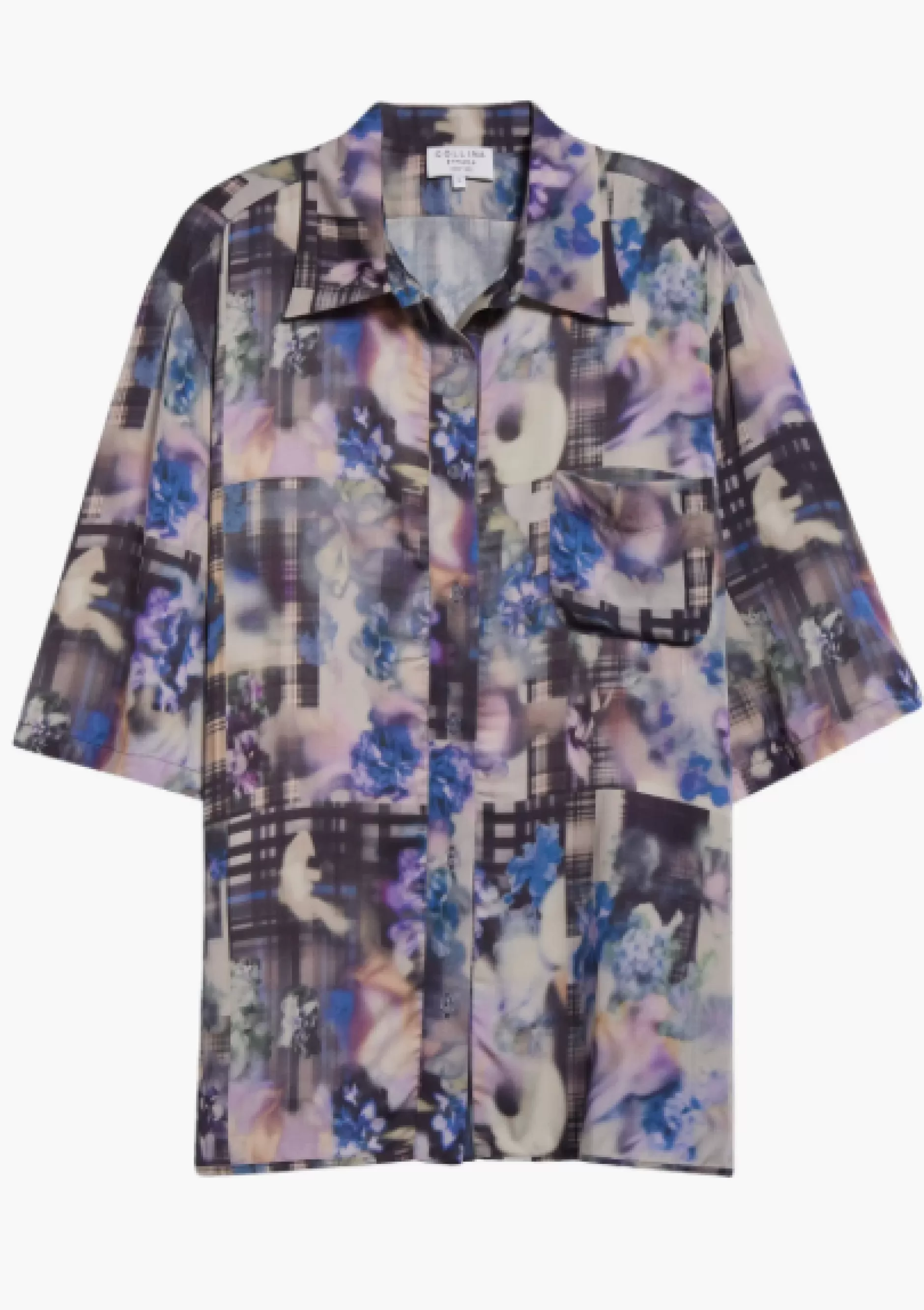 NAVY GARDEN BLUR MARKET BUTTON UP | Collina Strada Discount