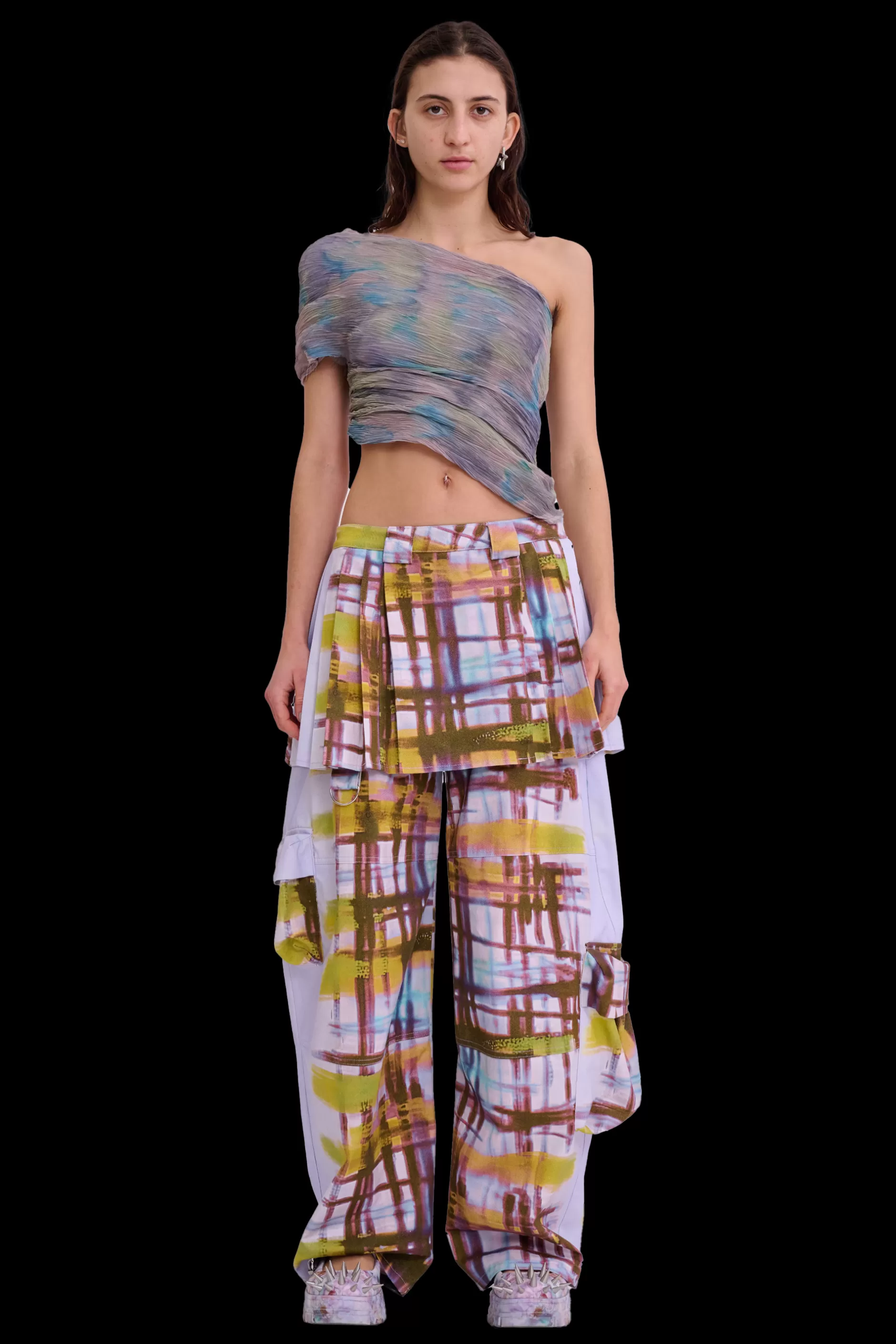 PAINTED PLAID LAWN SKIRT CARGO PANT | Collina Strada Shop