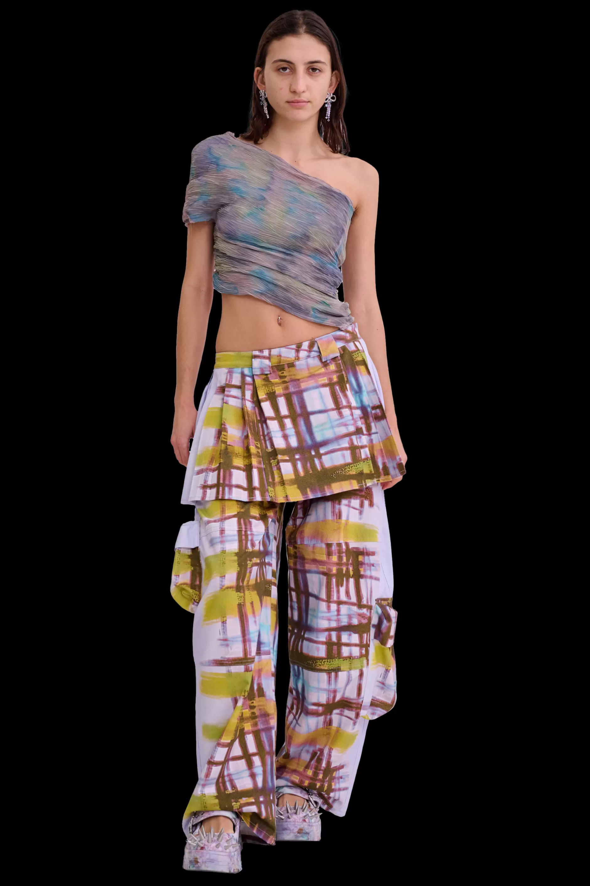 PAINTED PLAID LAWN SKIRT CARGO PANT | Collina Strada Shop