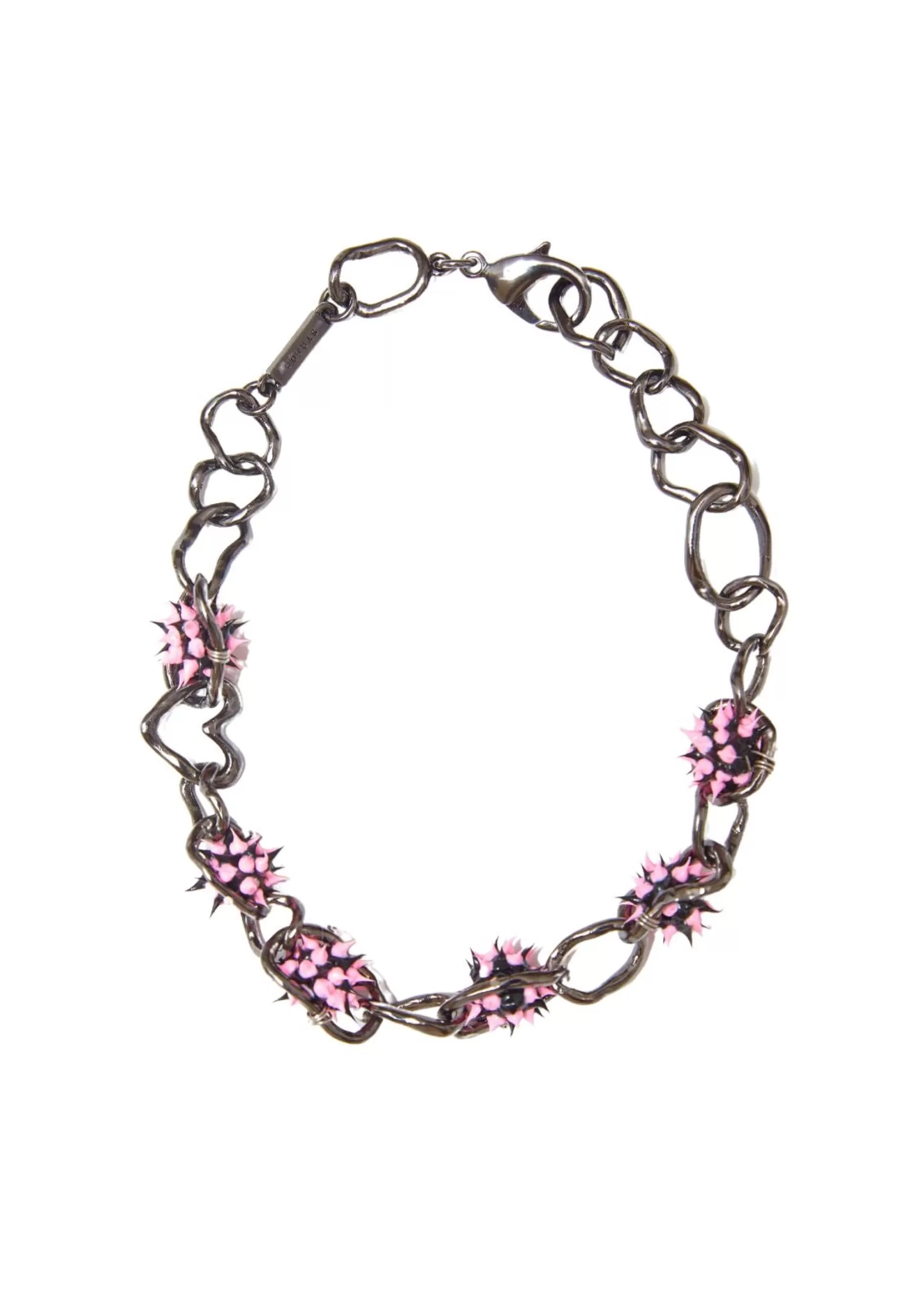 PINK BLACK SPIKEEZ CRUSHED CHAIN NECKLACE | Collina Strada Cheap