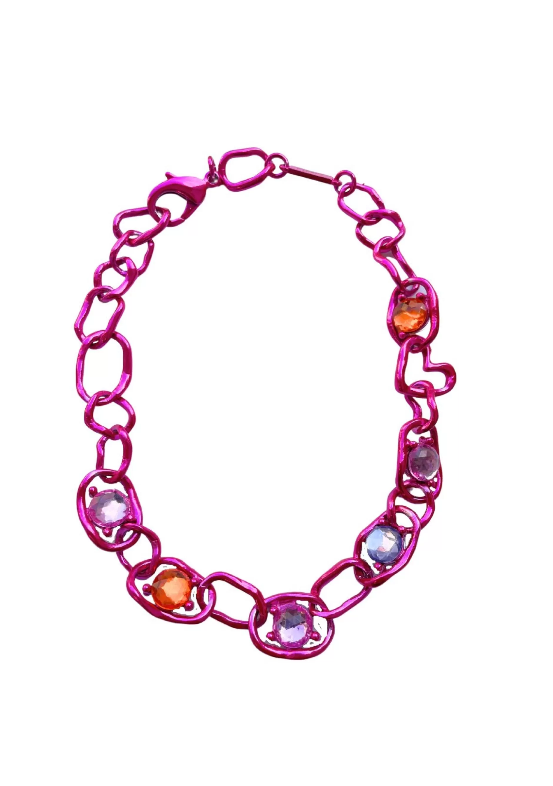 PINK GEMSTONE CRUSHED CHAIN NECKLACE | Collina Strada Cheap