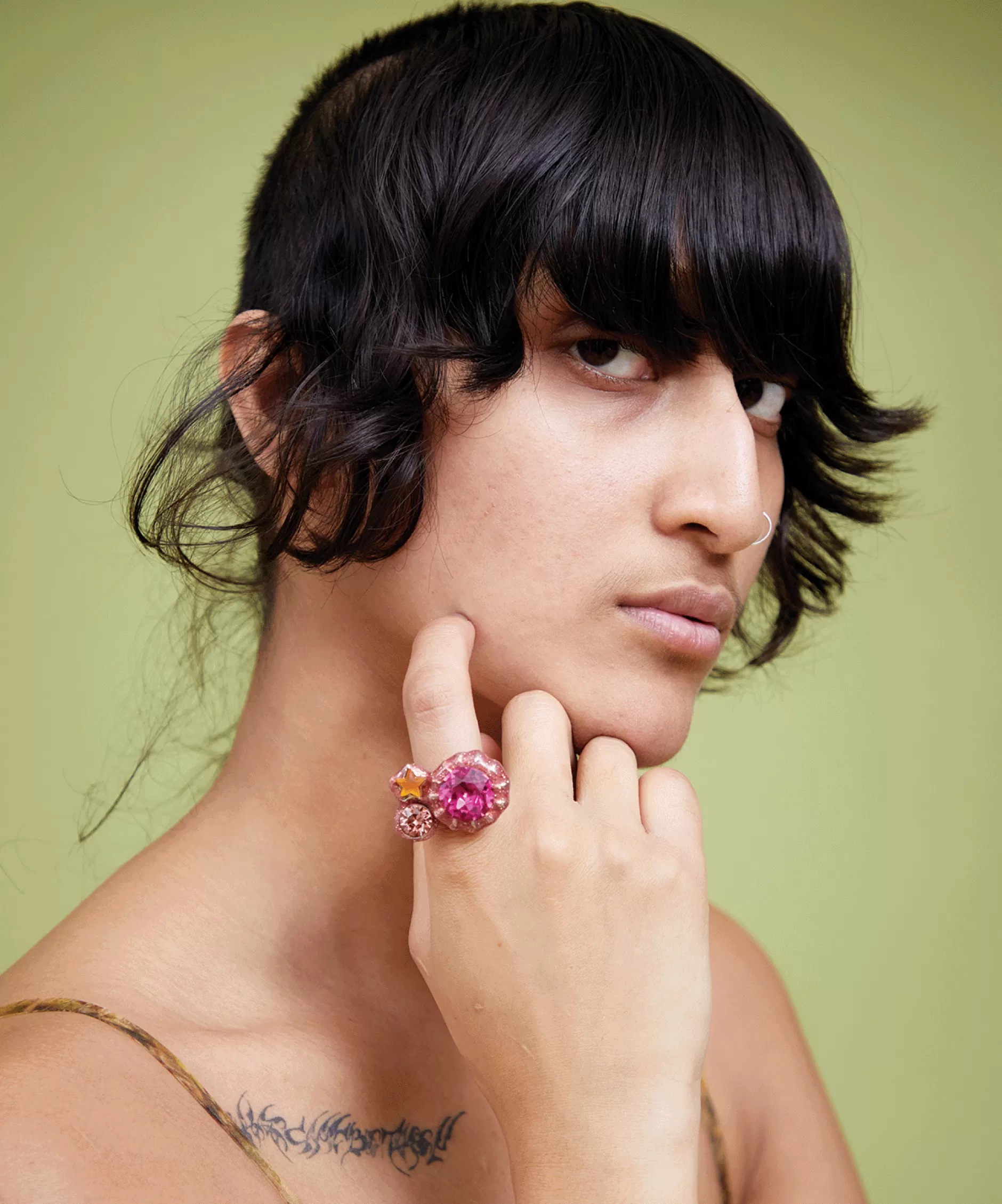 PINK GLITTER CANDY GEM RING | Collina Strada Shop