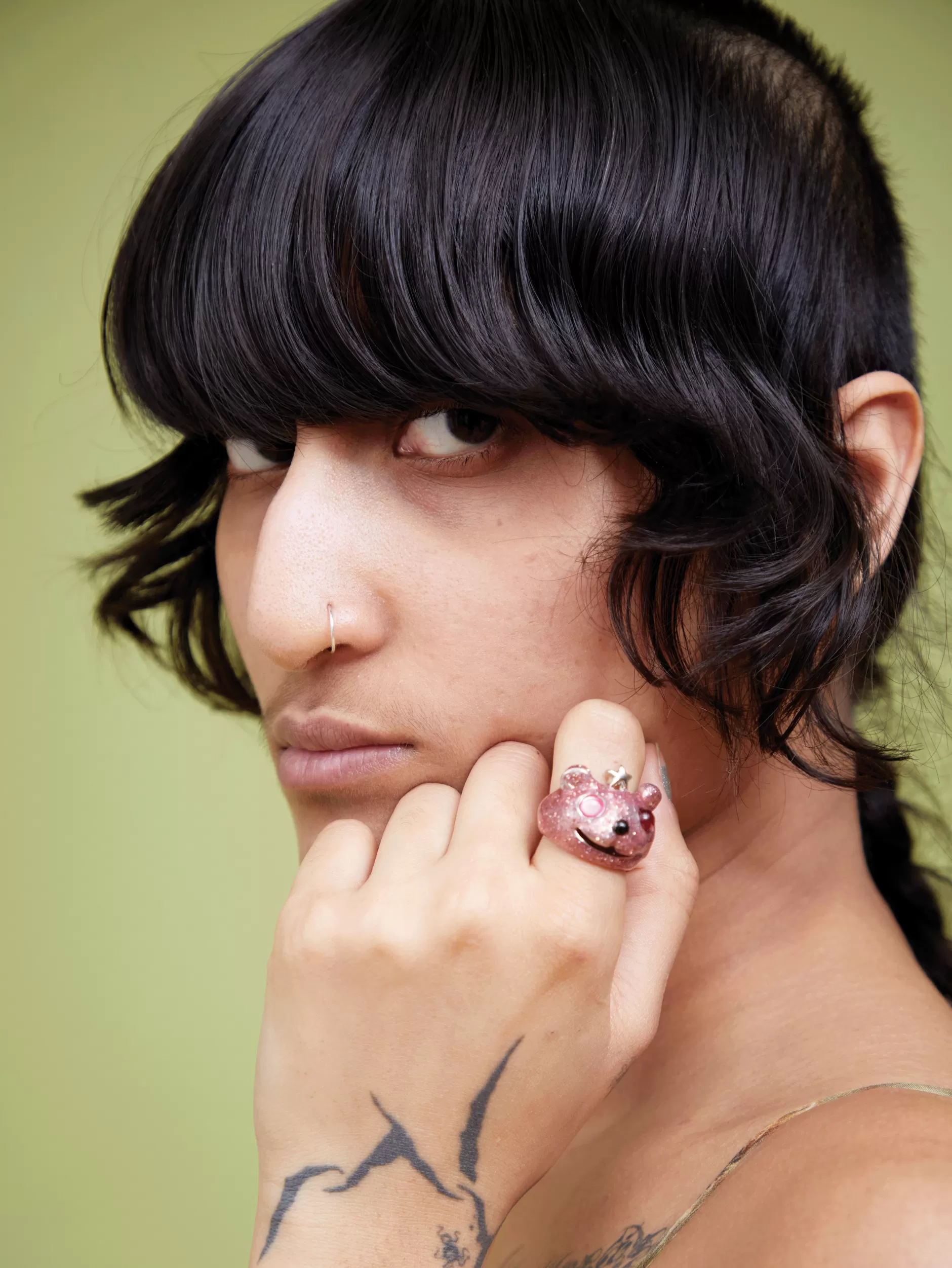 PINK GLITTER PRINCESS BEAR RING | Collina Strada Fashion