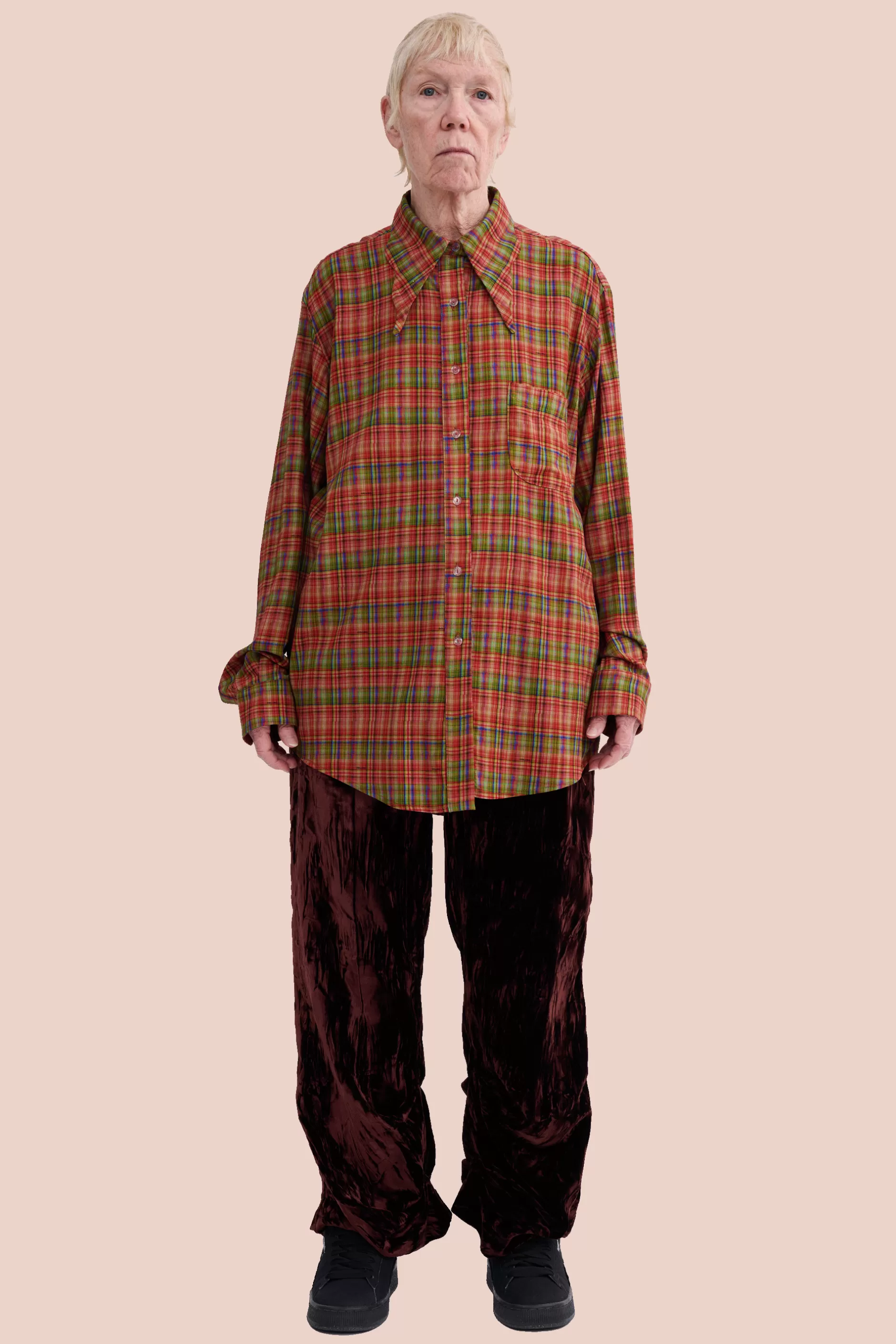 RED PLAID BAT BUTTON UP | Collina Strada Outlet