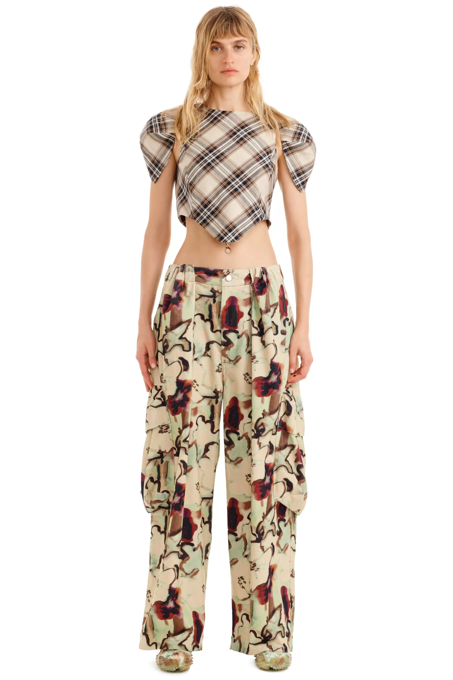WATERCOLOR FLORAL PLEATED CARGO PANT | Collina Strada Shop