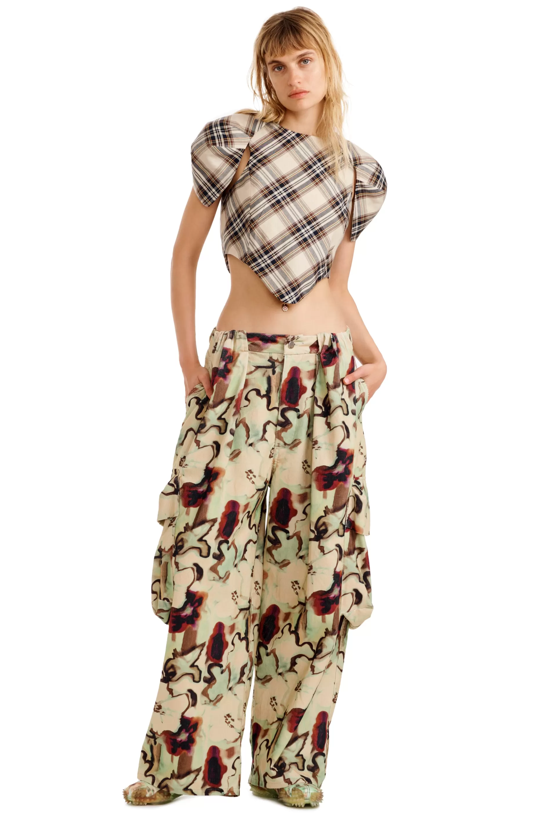 WATERCOLOR FLORAL PLEATED CARGO PANT | Collina Strada Shop