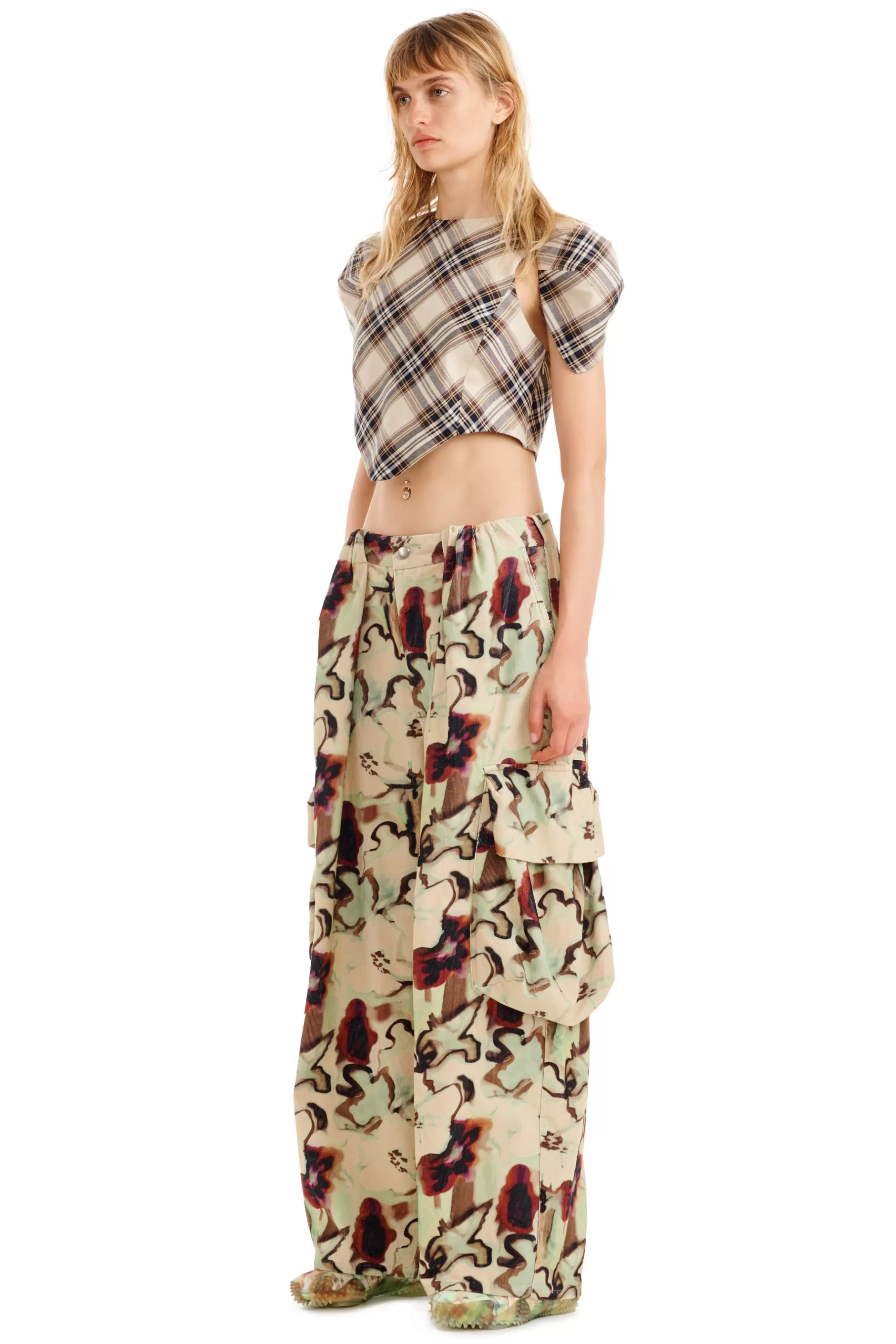 WATERCOLOR FLORAL PLEATED CARGO PANT | Collina Strada Shop