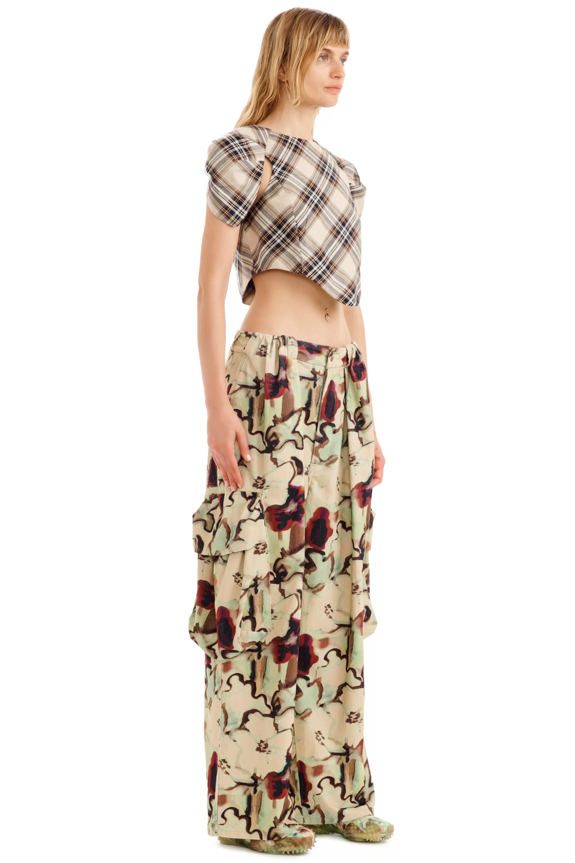 WATERCOLOR FLORAL PLEATED CARGO PANT | Collina Strada Shop