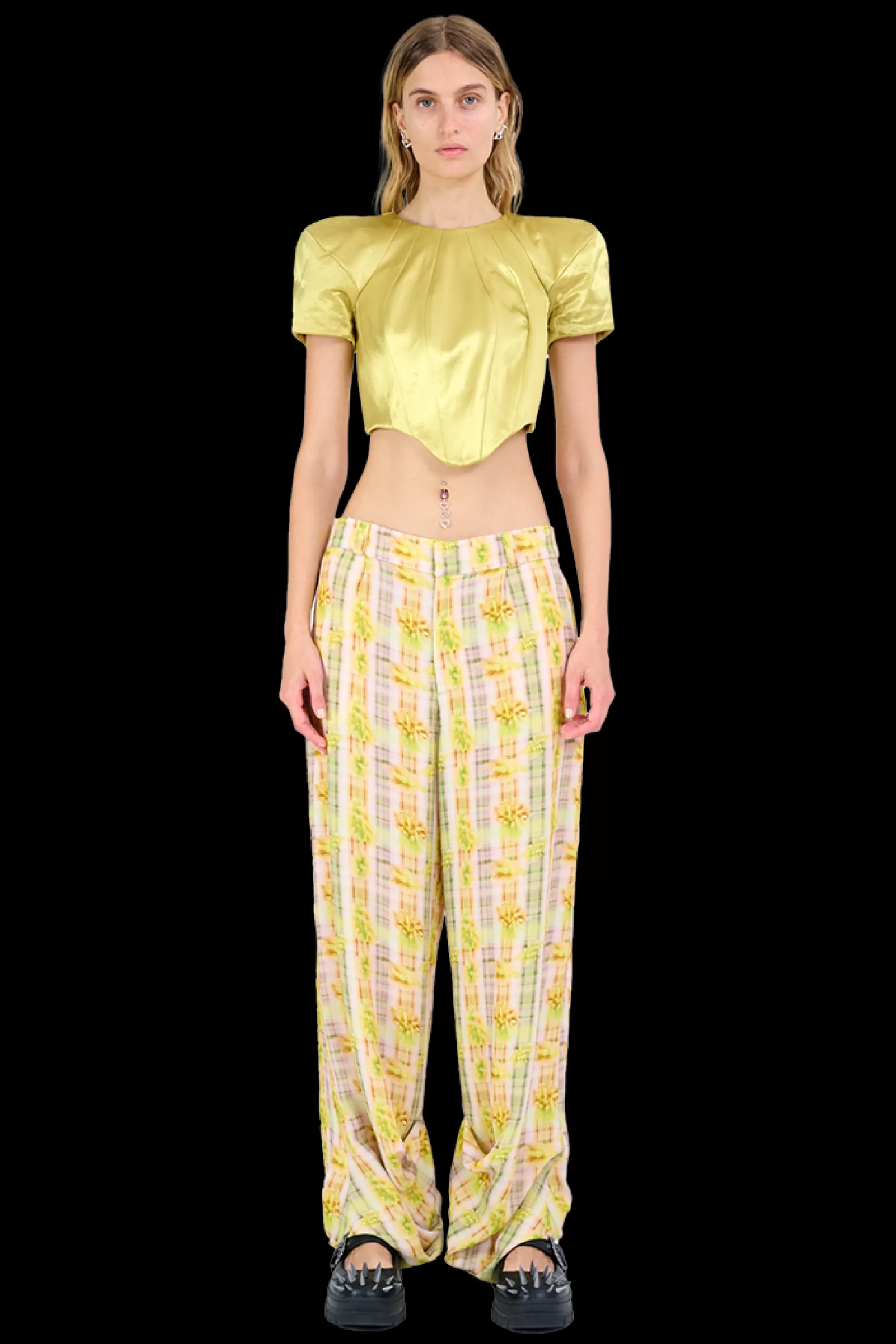 YELLOW BOXER PLAID DANTE TROUSER | Collina Strada Best